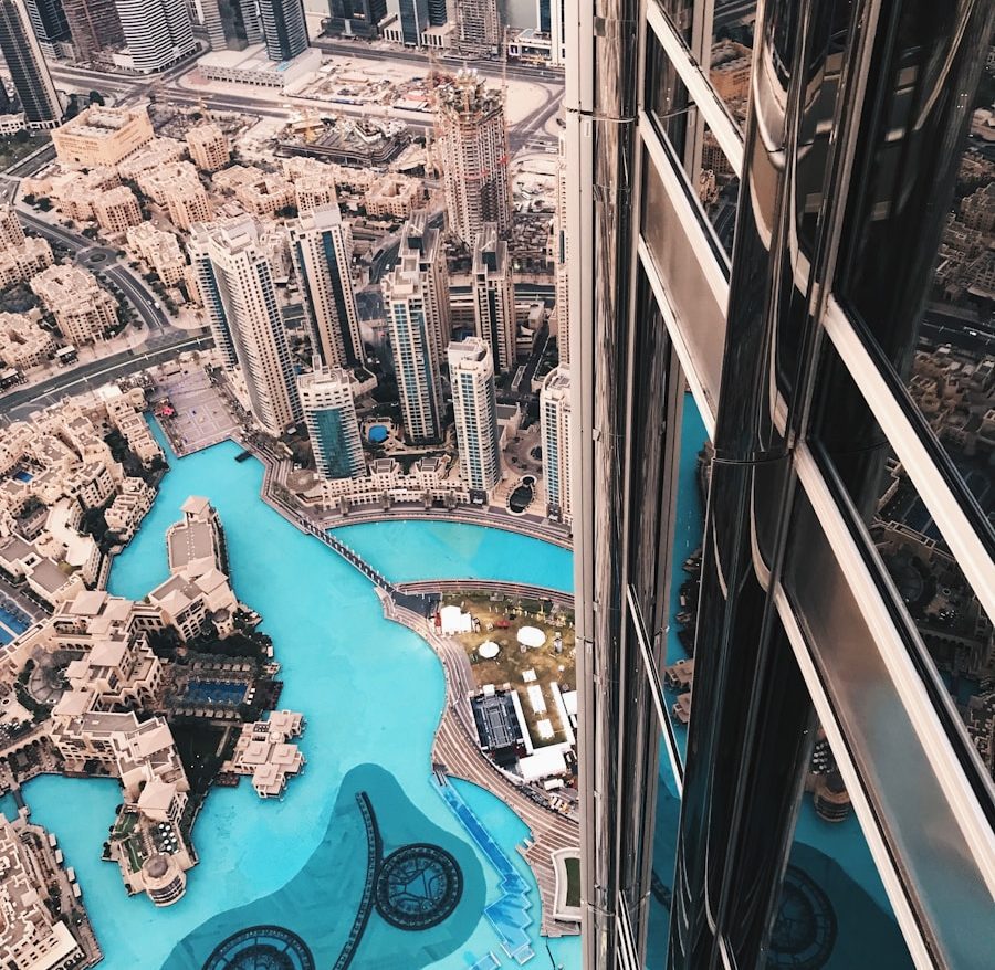 white painted buildings aerial scenery